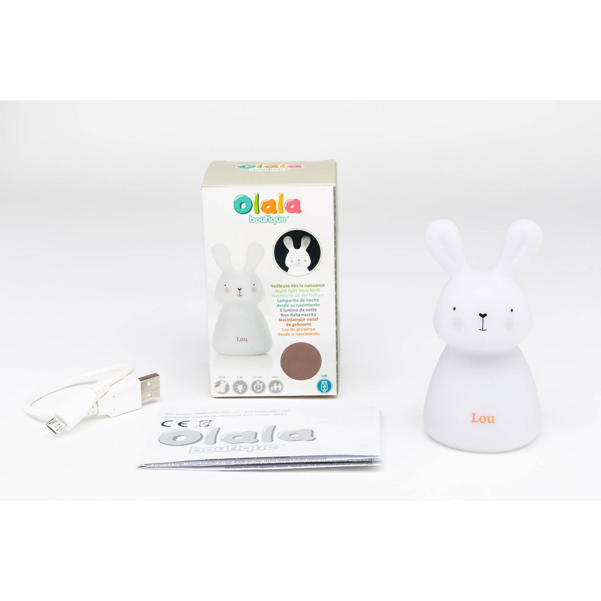Nachtlampje - Lapin Lou - opladen via USB - geel