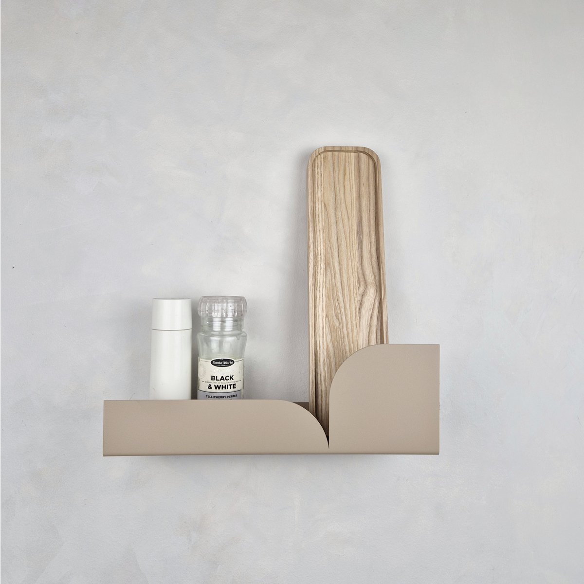 Metal wall shelf BAUHAUS, white, beige, black