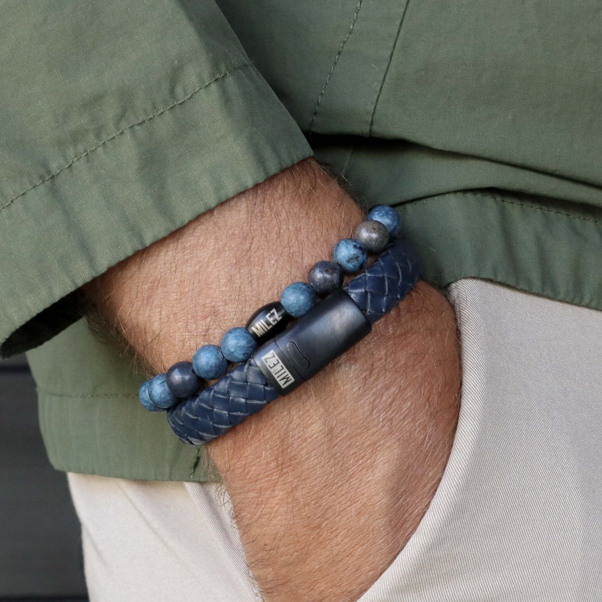Set di bracciali da uomo 'Navy Night' - chiusura nera