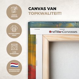 Canvas schilderij  - Wanddecoratie Banksy Style - Kleurrijk - Graffiti - Meisje - Street art - Muurdecoratie woonkamer - Slaapkamer decoratie - Kamer accessoires - Schilderijen op canvas