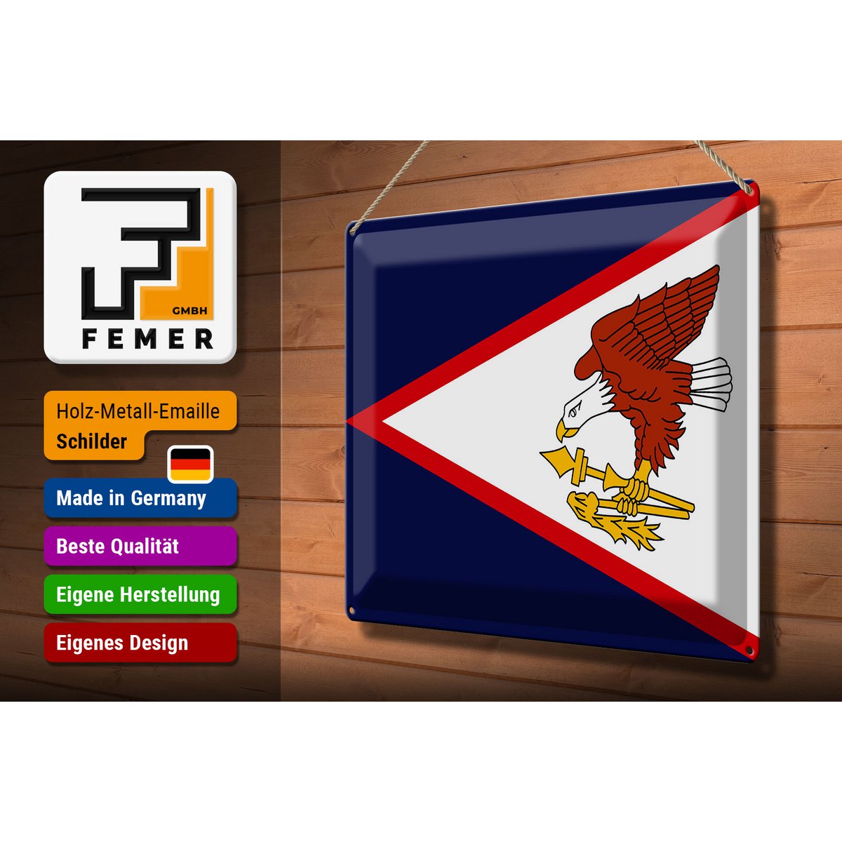 Blechschild Flagge 40x30cm Flag of American Samoa