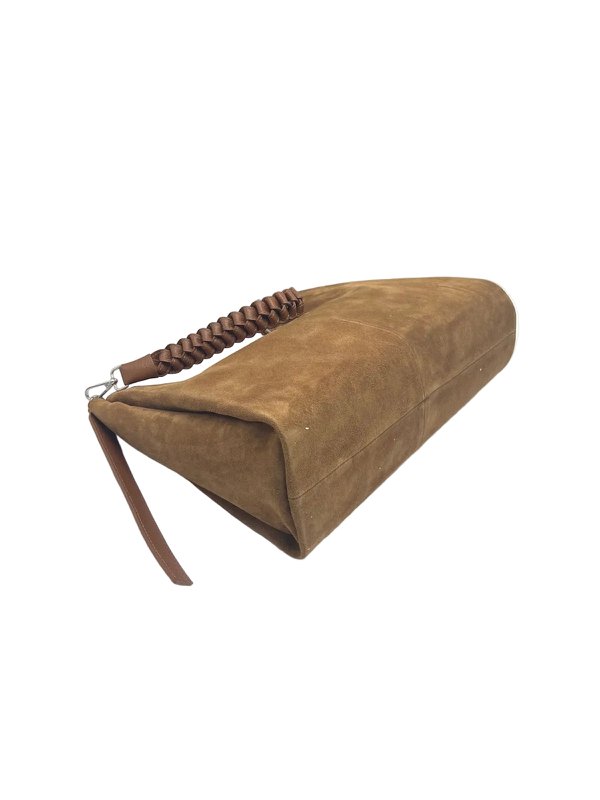 Borsa a tracolla in camoscio e vera pelle con tracolla, Made in Italy, art. 112754