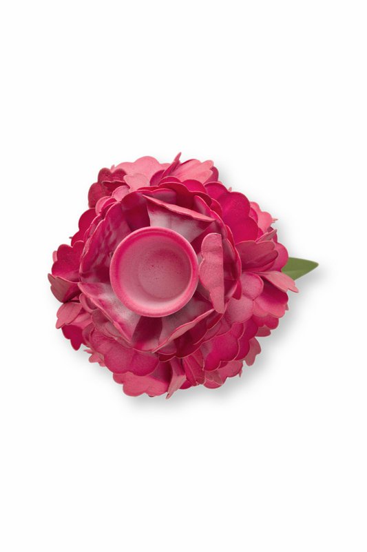 Candle Holder Metal Flower Pink 31.5cm