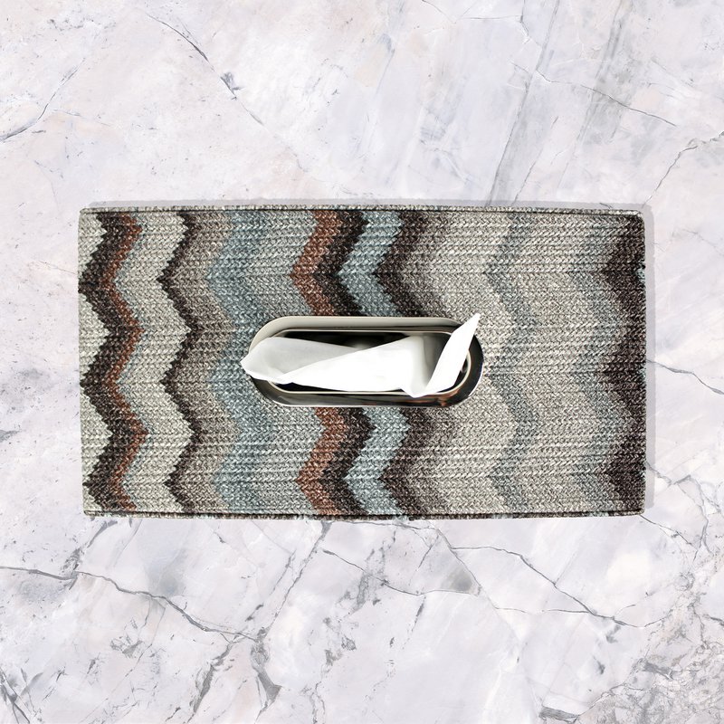 Tissue box zigzag gray blue pattern facial tissue box