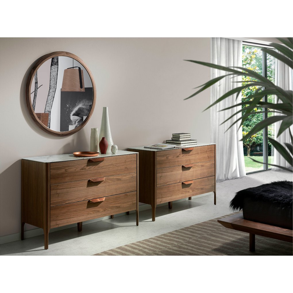 Kommode aus Fiberglas mit Marmoreffekt und Walnussholz