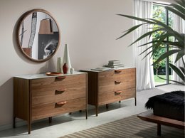 Kommode aus Fiberglas mit Marmoreffekt und Walnussholz