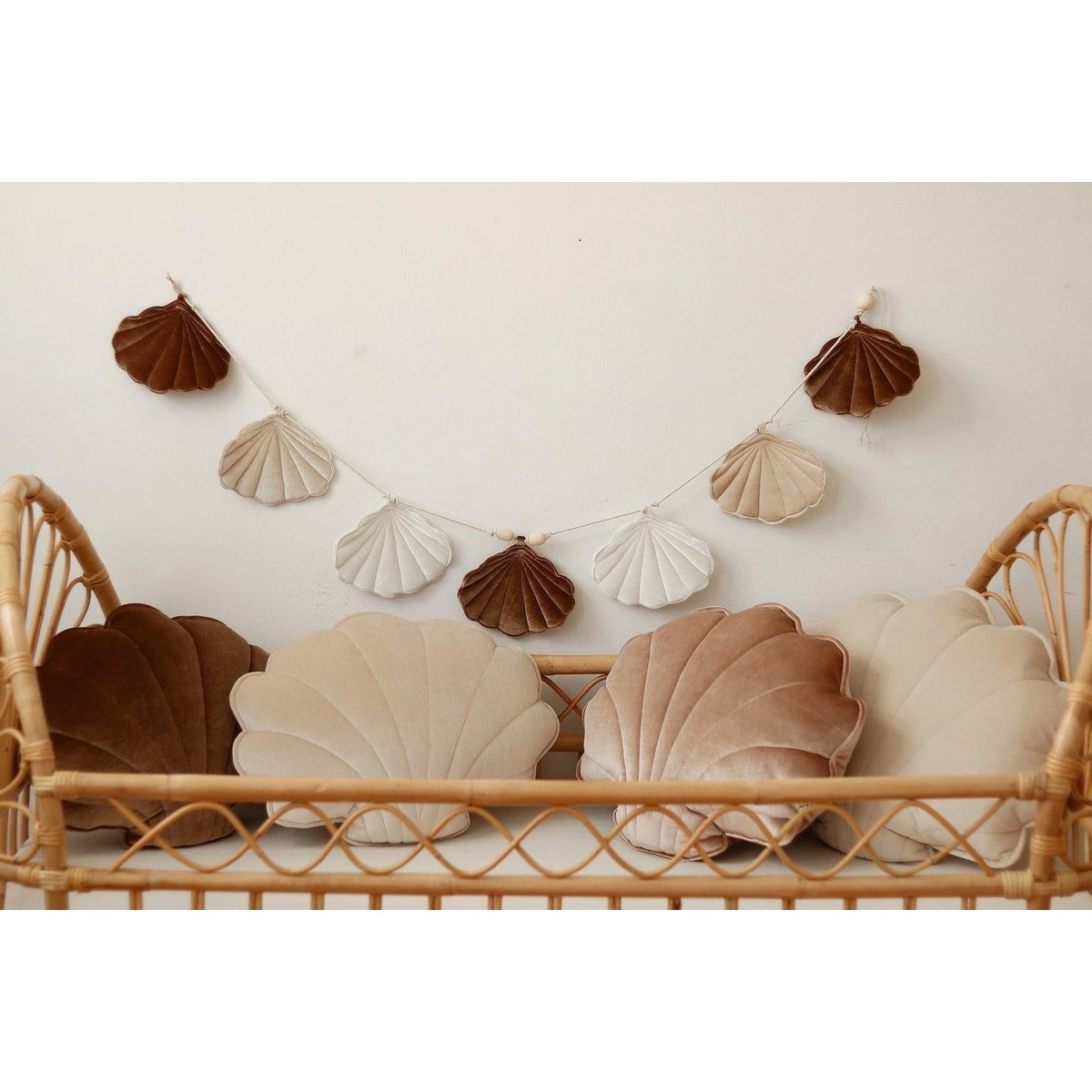 Guirlande Velours "Beige Pearl" avec Coquillages