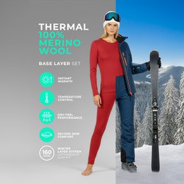 Conjunto Manga Larga Mujer 160 Merino Royal Cherry