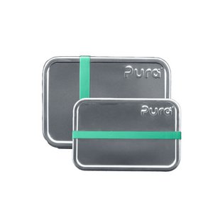 Pura lunchbox set van 2 - small en large + silicone band moss