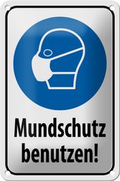 Tin sign note 12x18cm use face mask decoration