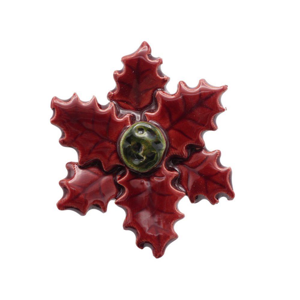 Christmas star red ceramic plant pick 5 cm