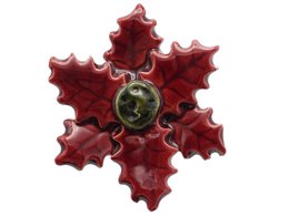 Christmas star red ceramic plant pick 5 cm