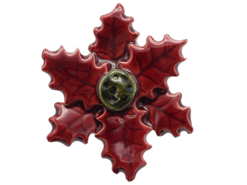 Christmas star red ceramic plant pick 5 cm