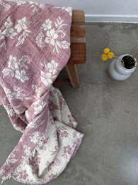 Muslin blanket - ROSE - old pink-white - 2.20 x 2.50 m