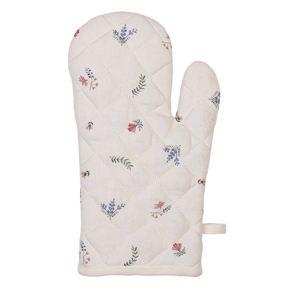 Ovenwant 18x30 cm Beige Blue Cotton Chicken And Haan Oven Glove