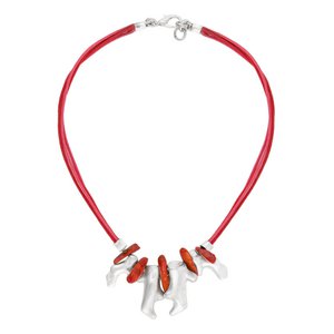 Gargantilla Red and Silver "Coral" Zamak Plate