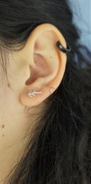 Cypress Leaf Earrings: Tiny Sterling Silver Studs (Hypoallergenic, Dainty)