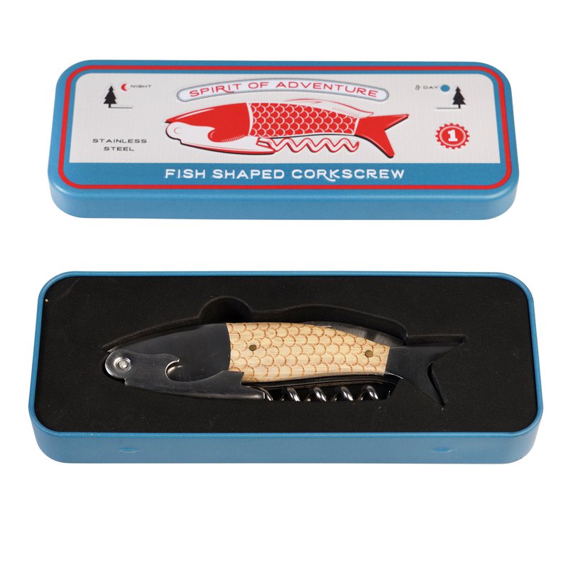 Fish shaped corkscrew in a tin - Spirit of Adventure