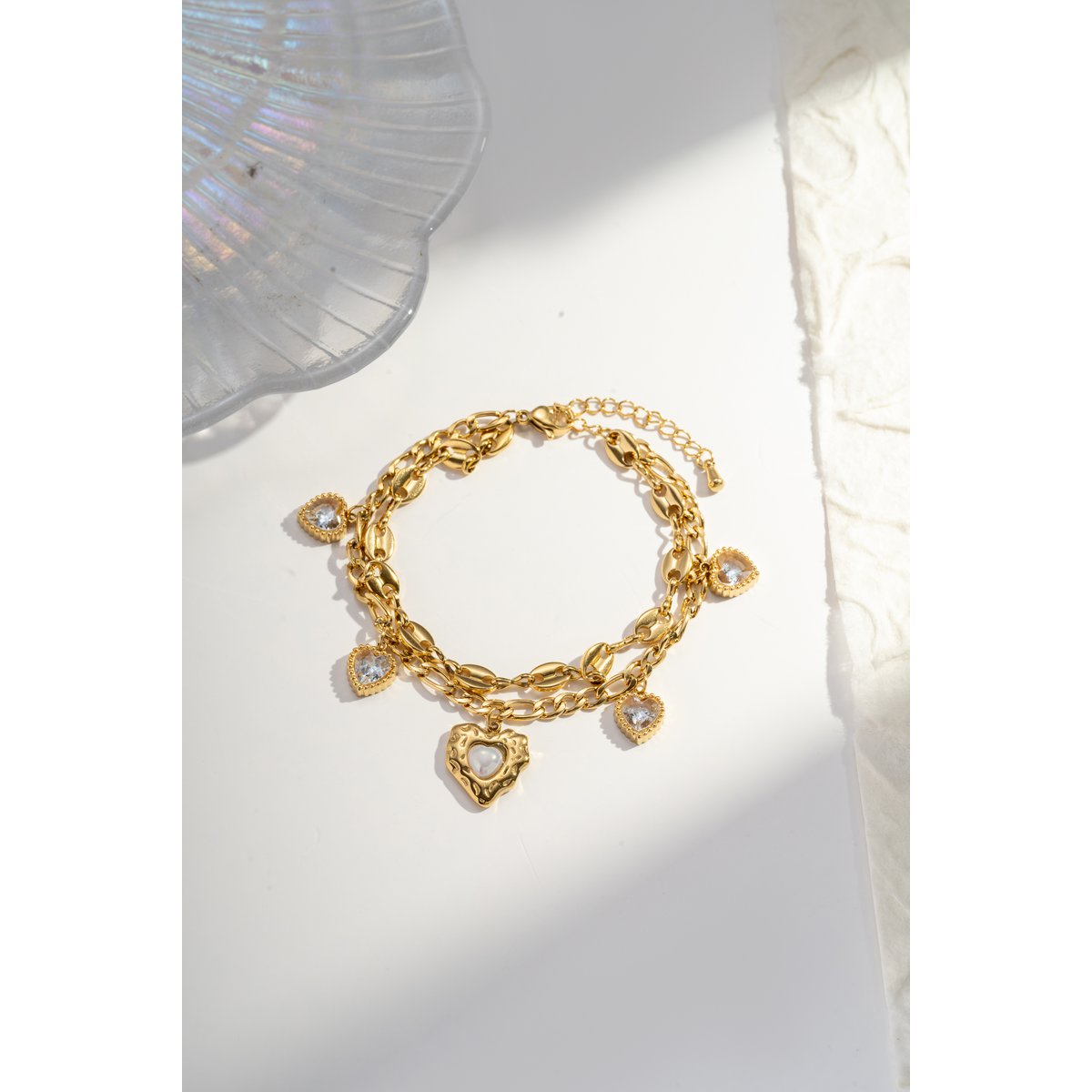Brazalete de acero inoxidable Corazones