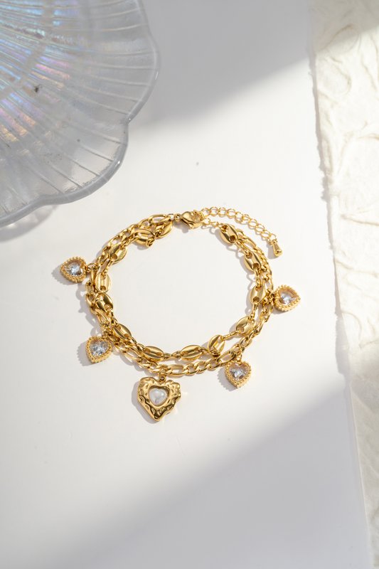 Brazalete de acero inoxidable Corazones