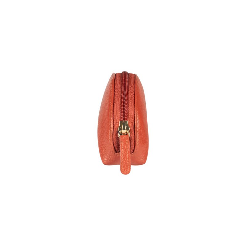 RB1089AM | Crescent-Moon clutch gemaakt in Italië van echt dollar generfd leer. Paprika kleur