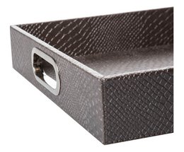 Comprimé rectangulaire avec poignées en cuir synthétique taupe reptile