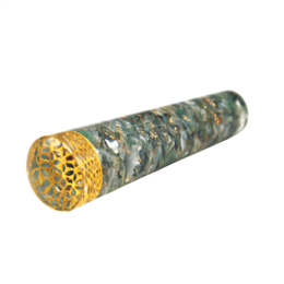 MASSAGGIATORE ORGONE LISCIO MUSCHIO AGATA CON FIORE DELLA VITA