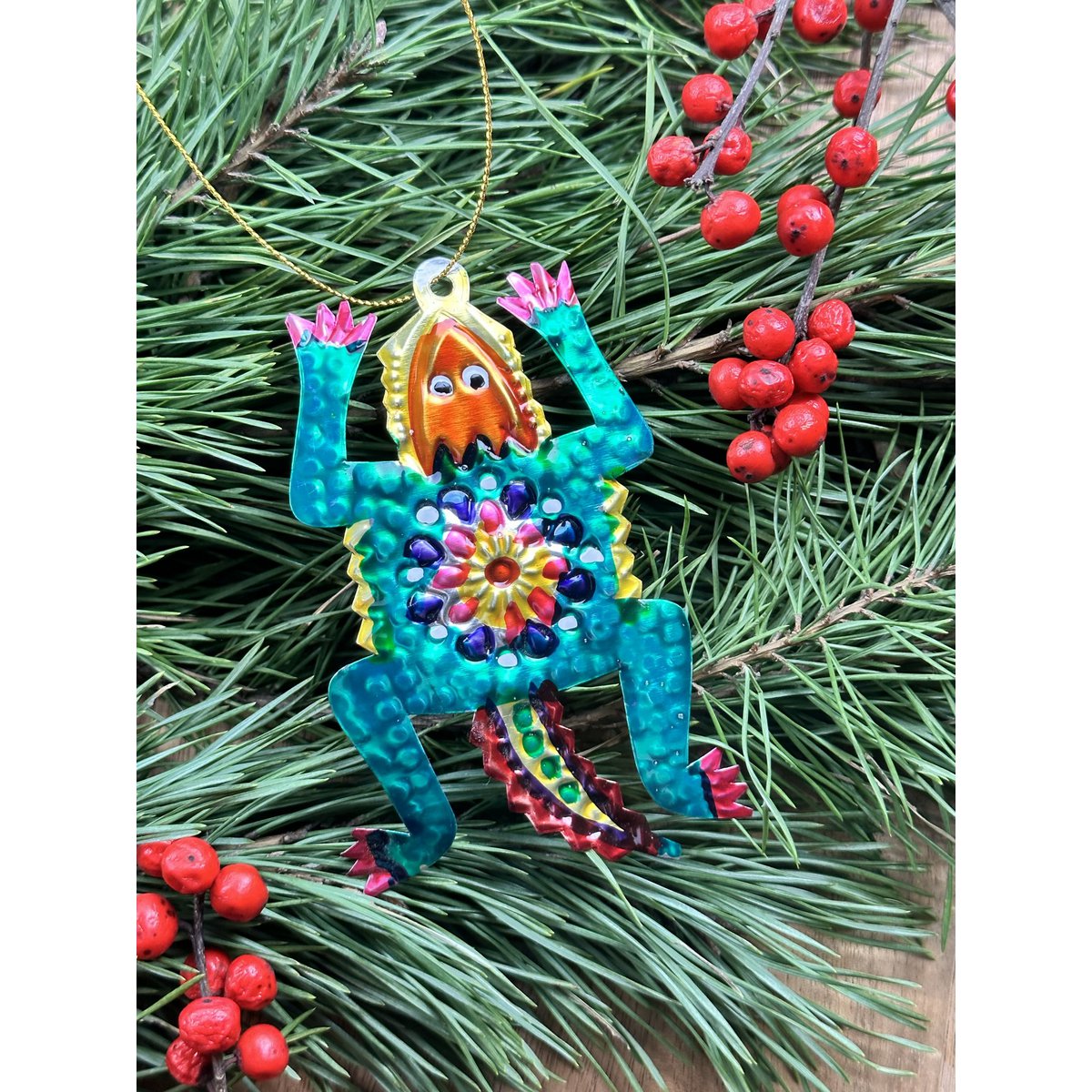 Leguaan - ornament van blik