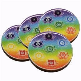 7 SOUS-VERRES EN BOIS CHAKRA ENSEMBLE DE 4