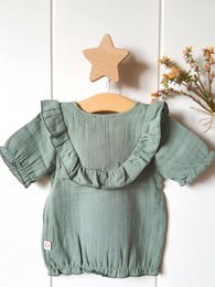 Baby pige salvie grøn t-shirt / 100% økologisk dobbelt gaze bomuld