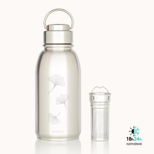 Gaspajoe stainless steel insulated bottle, model FRIENDLY+ 700ml with infuser - GINGKO