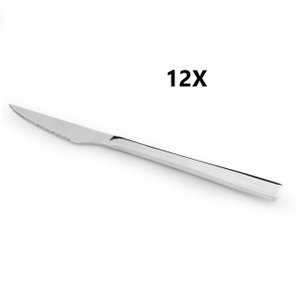 SET OF 12 X NORMAL STEAK KNIFE, BARBECUE, SERRATED STAINLESS STEEL HOTEL