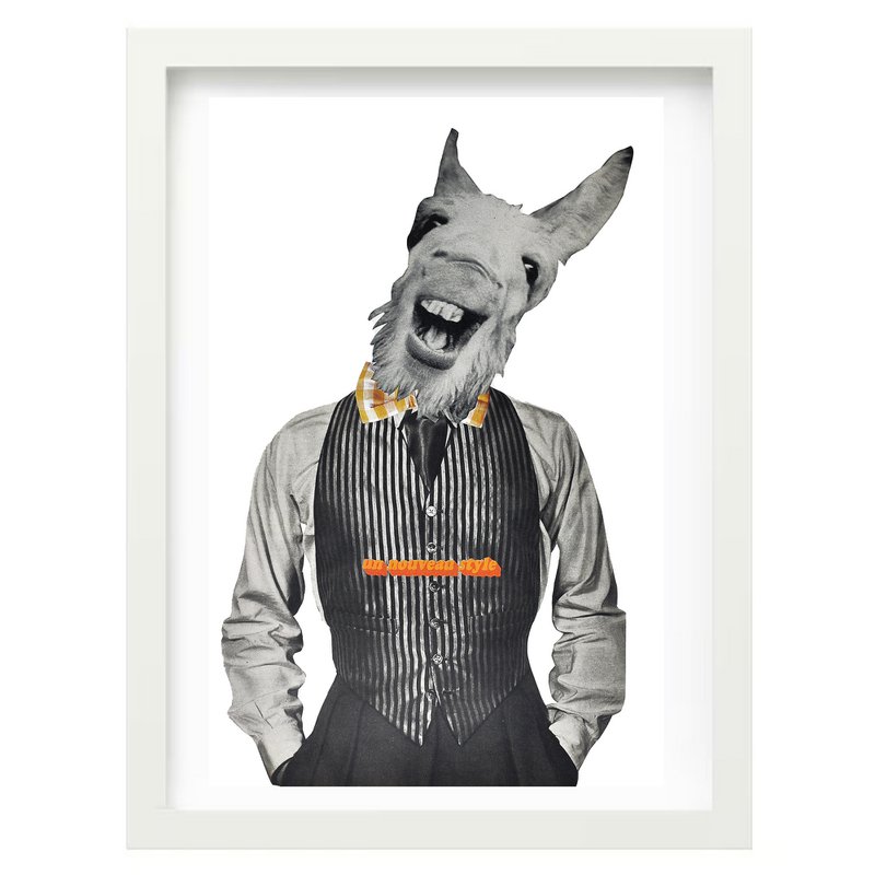 Kunsttryk Collage | Vintage æsel