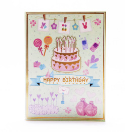 Pop up carte d'anniversaire gâteau d'anniversaire avec décorations Joyeux anniversaire