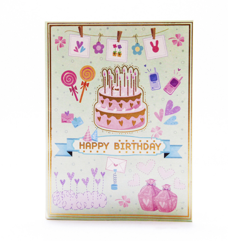 Pop up carte d'anniversaire gâteau d'anniversaire avec décorations Joyeux anniversaire