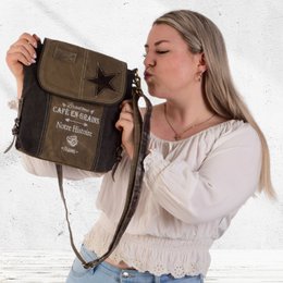 Sunsa Damen Umhängetasche. Handtasche aus Canvas ( Segeltuch) & Leder. Schultertasche in Vintage Stil. Große Crossbody Tasche für Frauen.