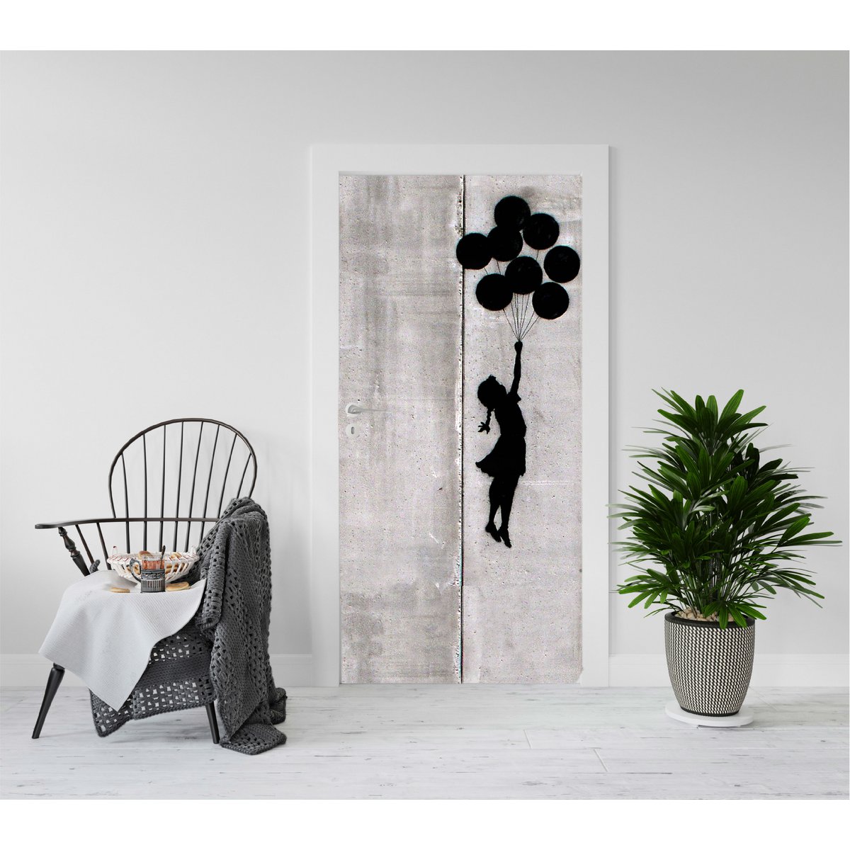 Banksy Door Sticker (83x210cm) - Floating Girl