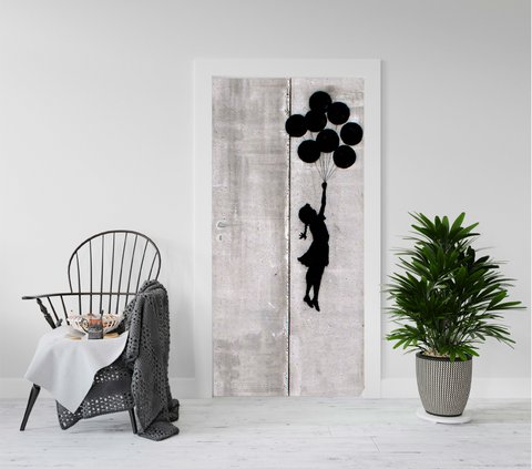 Banksy Door Sticker (83x210cm) - Floating Girl