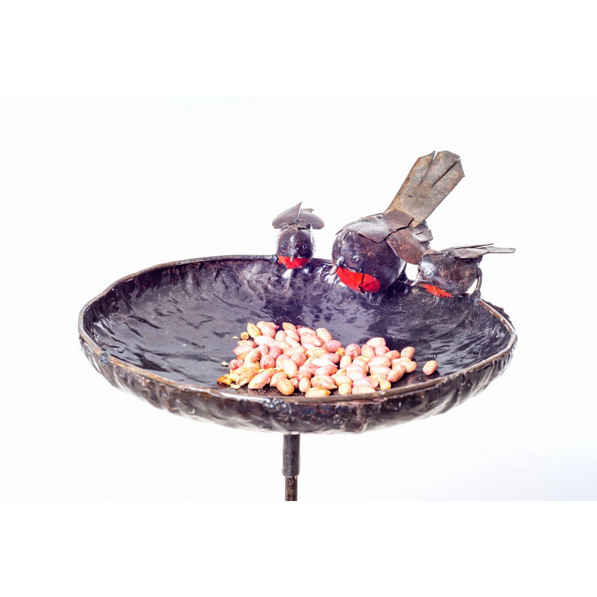 METAL ROBIN LARGE BOWL BIRDFEEDER ON STICK