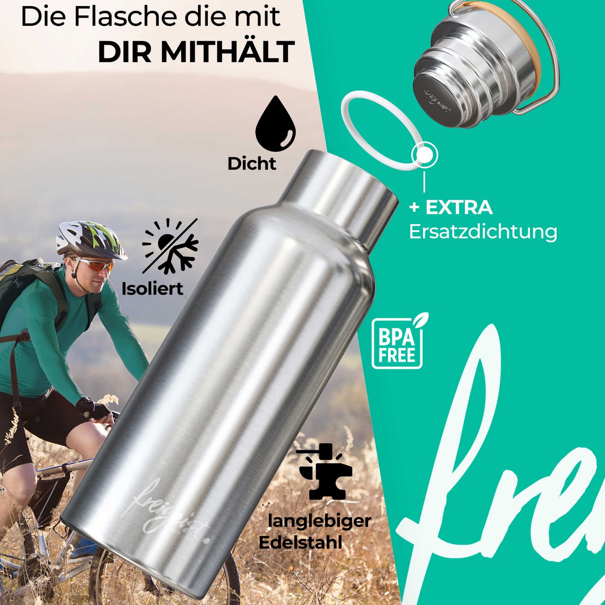 Thermosflasche aus Edelstahl | Trinkflasche, doppelwandig, vakuumisoliert | 750 ml