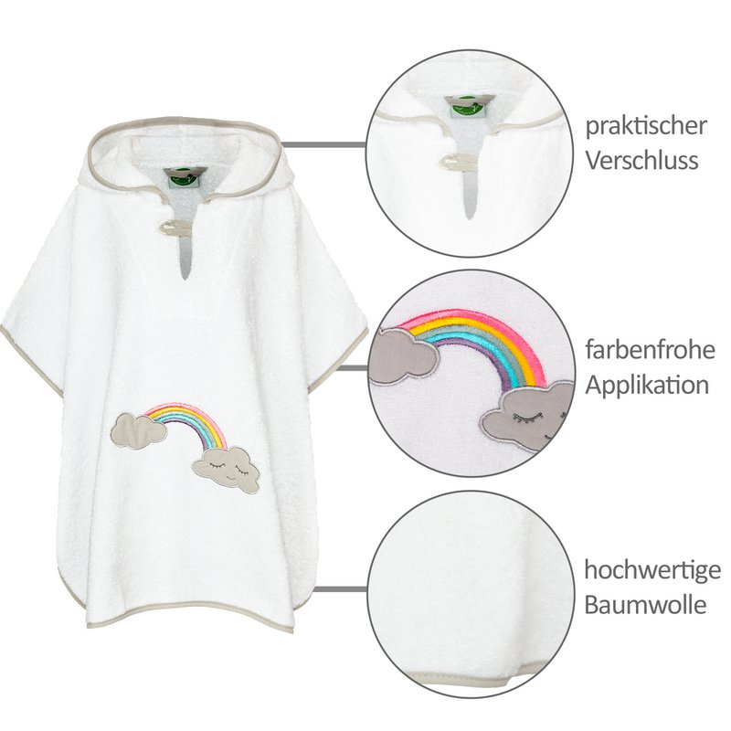Badeponcho regnbue, hvid