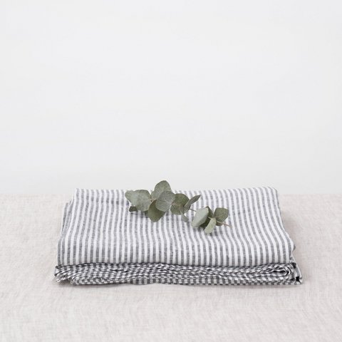 Thin Black Stripes Linen Flat Sheet