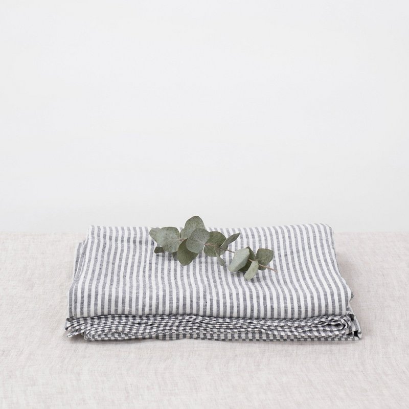 Thin Black Stripes Linen Flat Sheet