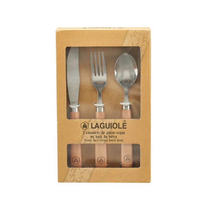 LAGUIOLE COUVERT PICNIC CUTLERY BEECHWOOD 3 PCS