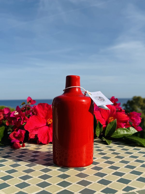 Håndlavet olieflaske med olie donorer olie jug keramisk flaske "unica" til olivenolie & eddike fra Italien