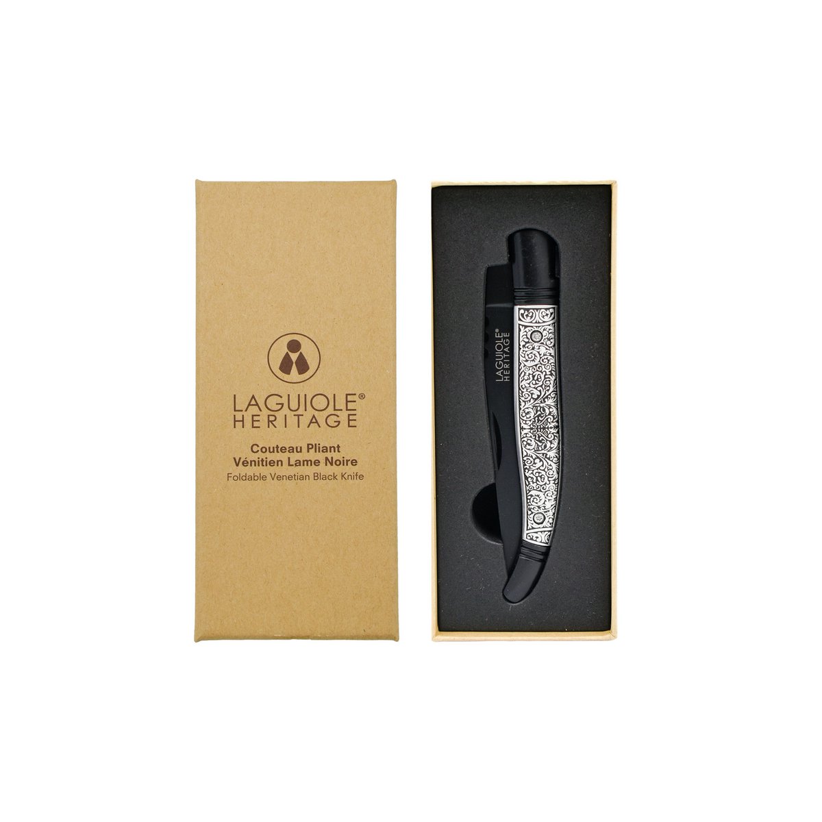 Cuchillo plegable Laguiole Heritage - Hoja veneciana negra