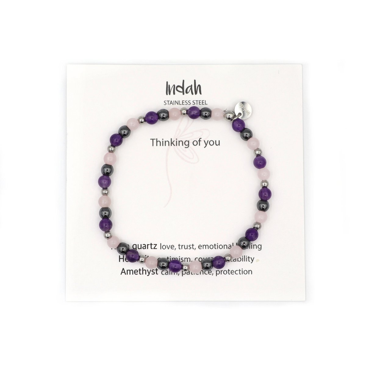 Natuursteen armband thinking of you, zilver of goud