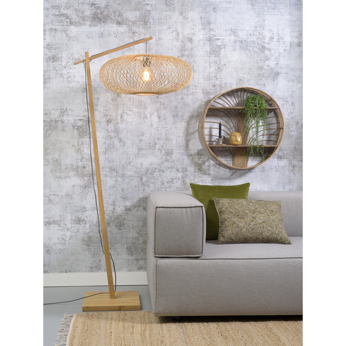 Vloerlamp Cango nat/kap naturel, S