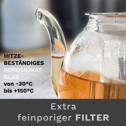 Creano glass teapot 1.5l with stainless steel strainer