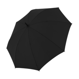 A large, black umbrella with a simple, minimalist design. The umbrella has a sturdy, durable frame and a sleek, matte finish that provides reliable protection from the rain.
